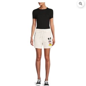 Mickey Mouse Knit Shorts Women’s Junior Disney size Large Drawstring Waist White